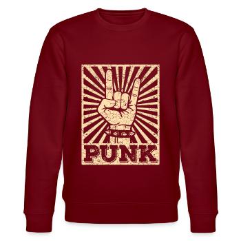 Punk Musik Anarchie Punkrock Band Konzert Geschenk - Stanley/Stella Unisex Bio-Sweatshirt CHANGER  - Burgunderrot - Vorne - Nik (191cm) & Marisol (170cm)