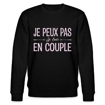 je peux pas je suis en couple. cadeau couple. - Sweat bio CHANGER Stanley/Stella Unisexe - noir - Devant - Nik (191cm) & Marisol (170cm)