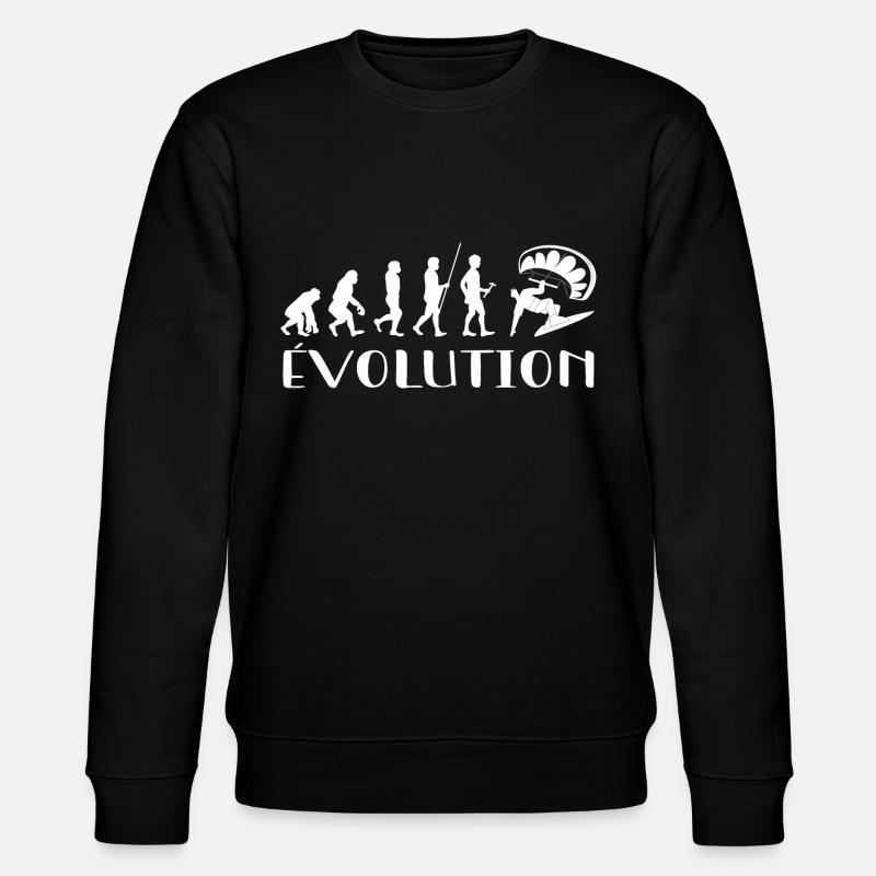 Evolution Vom Affen zum Surfer - Stanley/Stella Unisex Bio-Sweatshirt CHANGER  - Schwarz