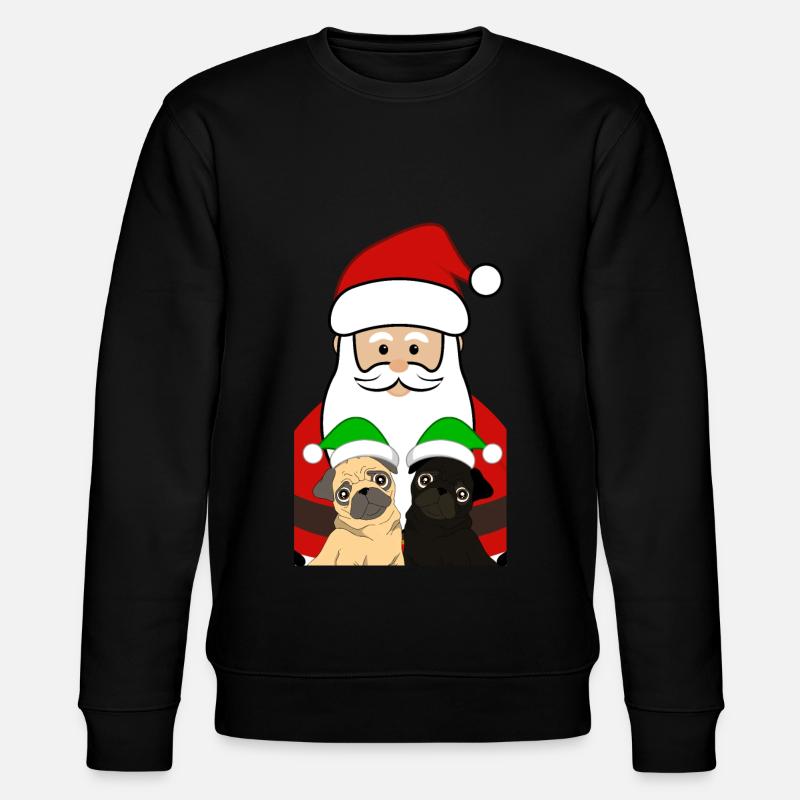 Weihnachtsmann mit Möpse Mops Geschenk - Stanley/Stella Unisex Bio-Sweatshirt CHANGER  - Schwarz