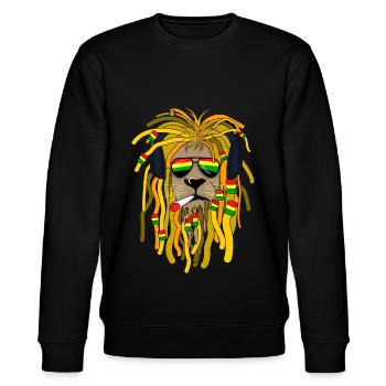Rastafari Löwe Reggae Kopfhörer Geschenk - Stanley/Stella Unisex Bio-Sweatshirt CHANGER  - Schwarz - Vorne - Nik (191cm) & Marisol (170cm)