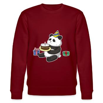 Panda Birthday Bday Geburtstag - Stanley/Stella Unisex Bio-Sweatshirt CHANGER  - Burgunderrot - Vorne - Nik (191cm) & Marisol (170cm)