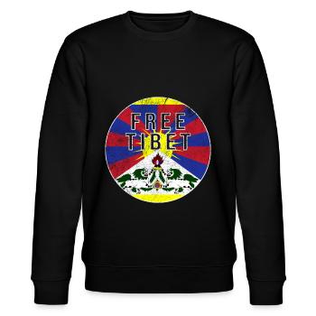 Free Tibet China oppression protest - Stanley/Stella CHANGER Unisex Organic Sweatshirt - black - Front - Nik (191cm) & Marisol (170cm)