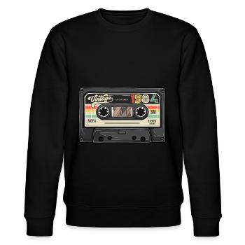 Vintage Cassette 1984 Retro Classic Birthday - Stanley/Stella CHANGER Unisex Organic Sweatshirt - black - Front - Nik (191cm) & Marisol (170cm)