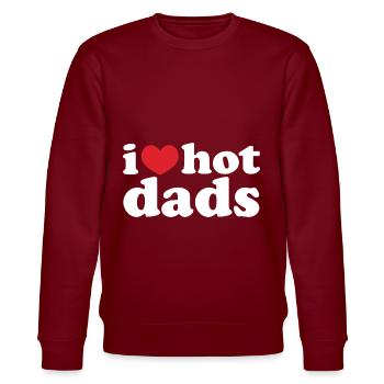 i love hot dads - Stanley/Stella CHANGER Unisex Organic Sweatshirt - burgundy - Front - Nik (191cm) & Marisol (170cm)