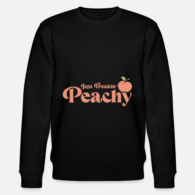 just peachy - Pfirsich Frucht Spruch - Stanley/Stella Unisex Bio-Sweatshirt CHANGER  - Schwarz
