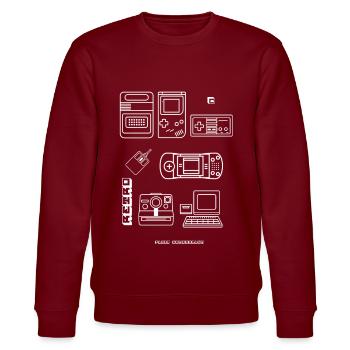 retro game blaupause nerd pc game 8bit konsole lol - Stanley/Stella Unisex Bio-Sweatshirt CHANGER  - Burgunderrot - Vorne - Nik (191cm) & Marisol (170cm)