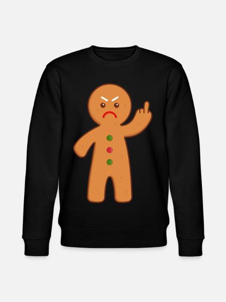 Gingerbread man stinking finger middle finger - Stanley/Stella CHANGER Unisex Organic Sweatshirt - black