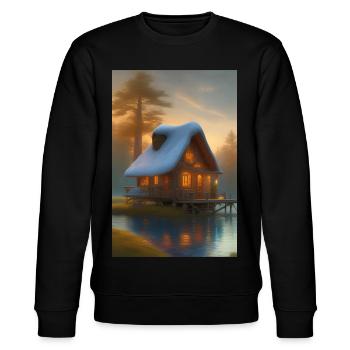 Charming lakeside cabin - Stanley/Stella CHANGER Unisex Organic Sweatshirt - black - Front - Nik (191cm) & Marisol (170cm)