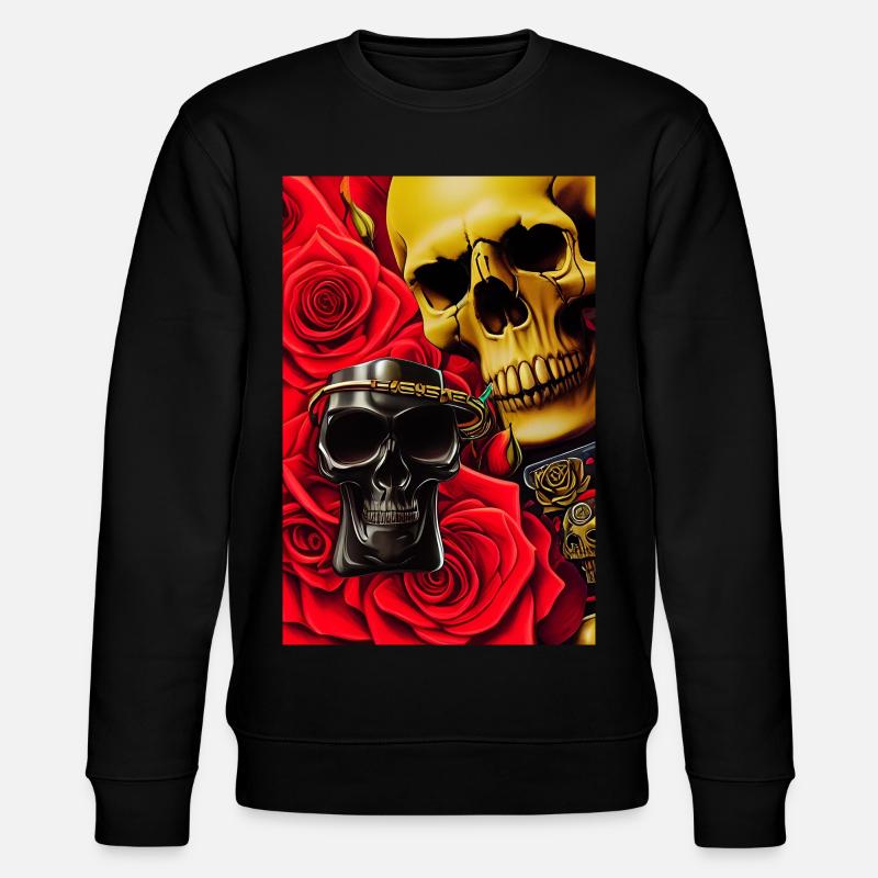 Totenköpfe mit Rosen - Stanley/Stella Unisex Bio-Sweatshirt CHANGER  - Schwarz