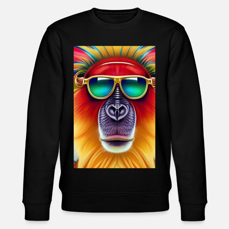 Cool monkey with sunglasses - Stanley/Stella CHANGER Unisex Organic Sweatshirt - black