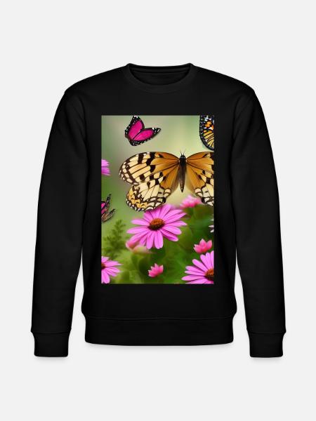 Flowers and butterfly - Stanley/Stella CHANGER Unisex Organic Sweatshirt - black