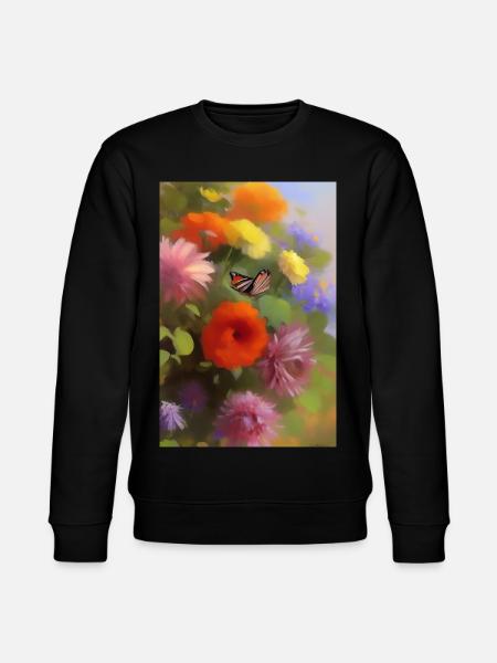 Flowers and butterfly - Stanley/Stella CHANGER Unisex Organic Sweatshirt - black