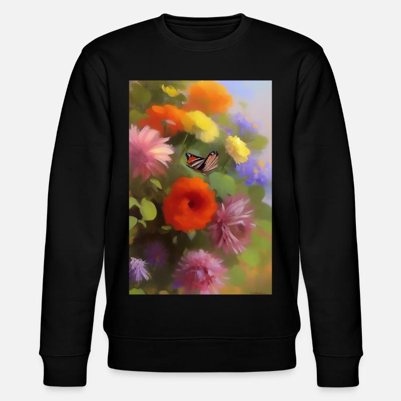 Fleurs et papillon - Sweat bio CHANGER Stanley/Stella Unisexe - noir