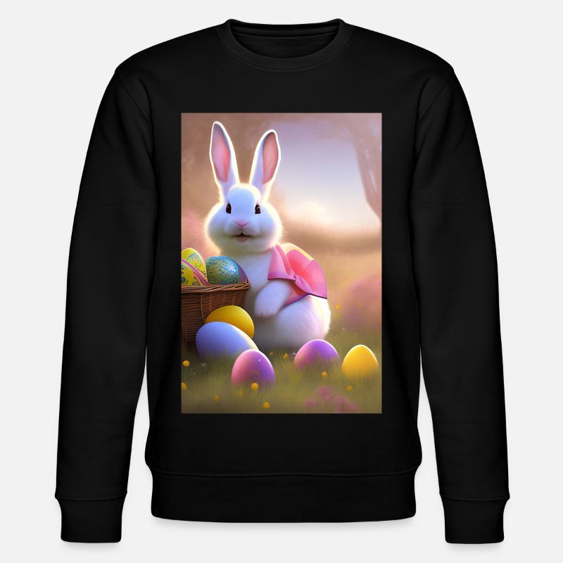 Osterhase mit Oster Eier - Stanley/Stella Unisex Bio-Sweatshirt CHANGER  - Schwarz