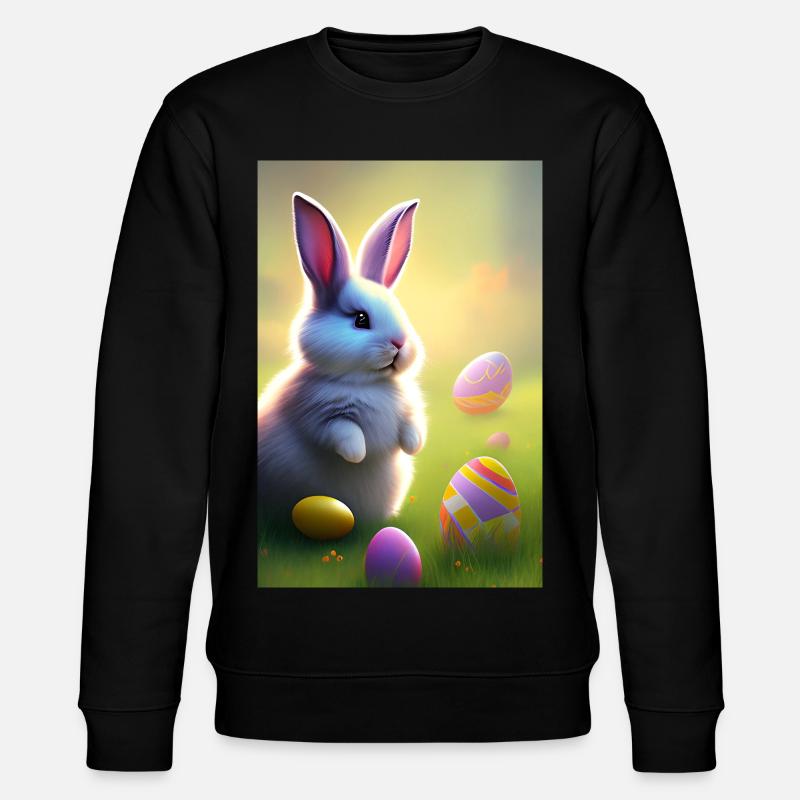Osterhase mit Oster Eier - Stanley/Stella Unisex Bio-Sweatshirt CHANGER  - Schwarz