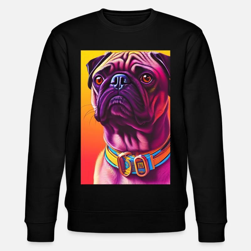 Mops Hund - Stanley/Stella Unisex Bio-Sweatshirt CHANGER  - Schwarz