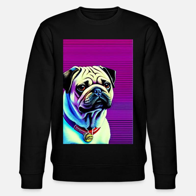 Mops Hund - Stanley/Stella Unisex Bio-Sweatshirt CHANGER  - Schwarz