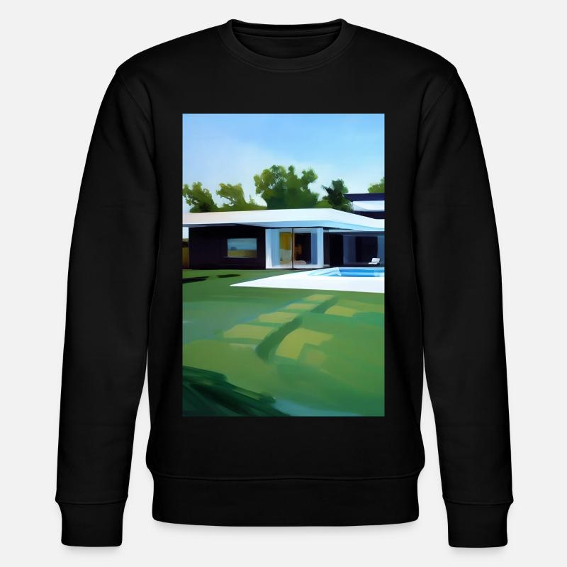 Weiße Villa mit Pool - Stanley/Stella Unisex Bio-Sweatshirt CHANGER  - Schwarz