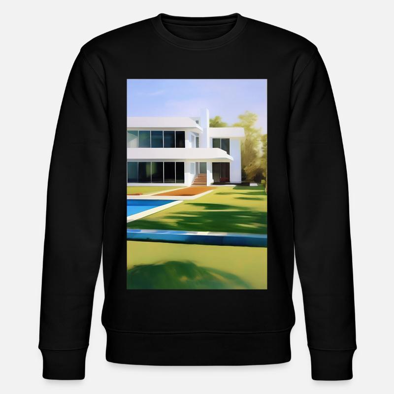 Weiße Villa mit Pool - Stanley/Stella Unisex Bio-Sweatshirt CHANGER  - Schwarz