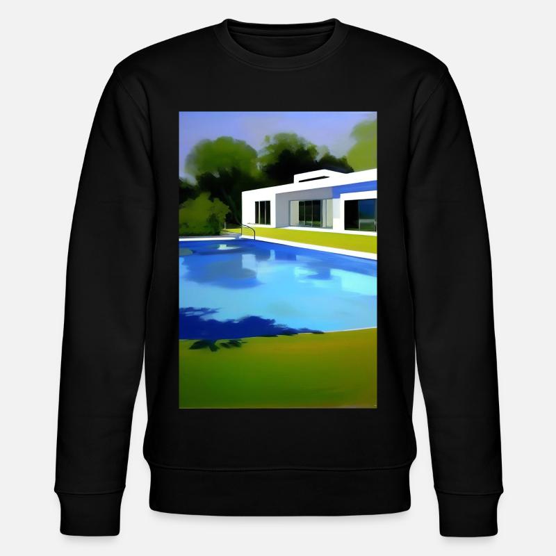 Weiße Villa mit Pool - Stanley/Stella Unisex Bio-Sweatshirt CHANGER - Schwarz