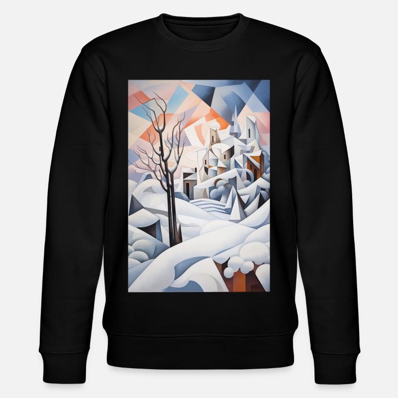 Verschneite Landschaft im geometrischen Stil - Stanley/Stella Unisex Bio-Sweatshirt CHANGER  - Schwarz