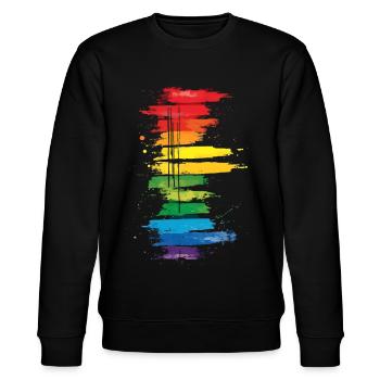 Subtle and Cool Dripping Pride Flag Rainbow Design - Stanley/Stella CHANGER Unisex Organic Sweatshirt - black - Front - Nik (191cm) & Marisol (170cm)