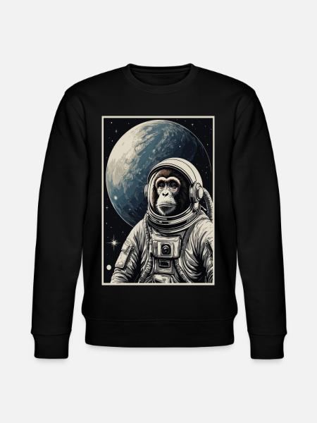 Astronaut Monkey - Stanley/Stella CHANGER Unisex Organic Sweatshirt - black