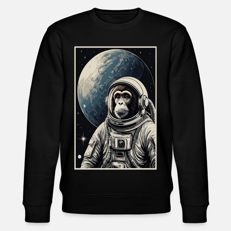 Astronaut Monkey - Stanley/Stella CHANGER Unisex Organic Sweatshirt - black