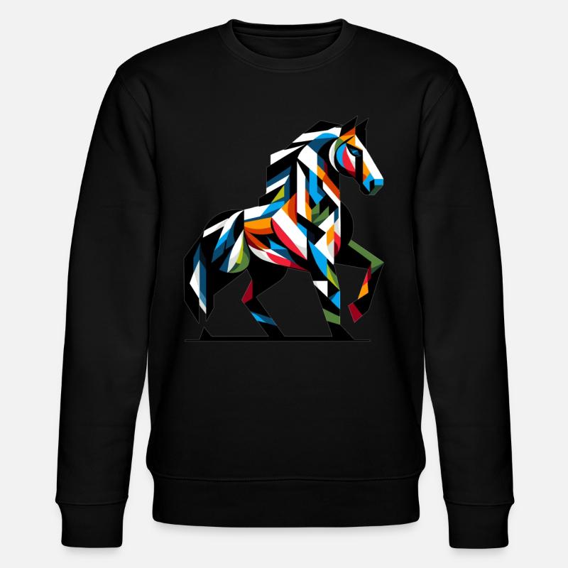 Kubistisches Pferd An Tierpferd - Stanley/Stella Unisex Bio-Sweatshirt CHANGER  - Schwarz