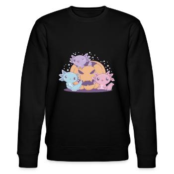 Lustiges Axolotl - Stanley/Stella Unisex Bio-Sweatshirt CHANGER  - Schwarz - Vorne - Nik (191cm) & Marisol (170cm)