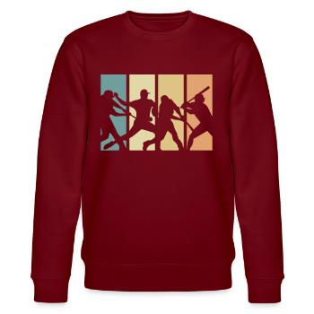 Baseball-Retro-Evolution-Design für - Stanley/Stella Unisex Bio-Sweatshirt CHANGER  - Burgunderrot - Vorne - Nik (191cm) & Marisol (170cm)