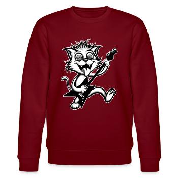 Gitarren Katze Gitarrist Gitarre Gitarrenlehrer - Stanley/Stella Unisex Bio-Sweatshirt CHANGER  - Burgunderrot - Vorne - Nik (191cm) & Marisol (170cm)
