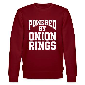 Powered By Onion Rings - Stanley/Stella Unisex Bio-Sweatshirt CHANGER  - Burgunderrot - Vorne - Nik (191cm) & Marisol (170cm)