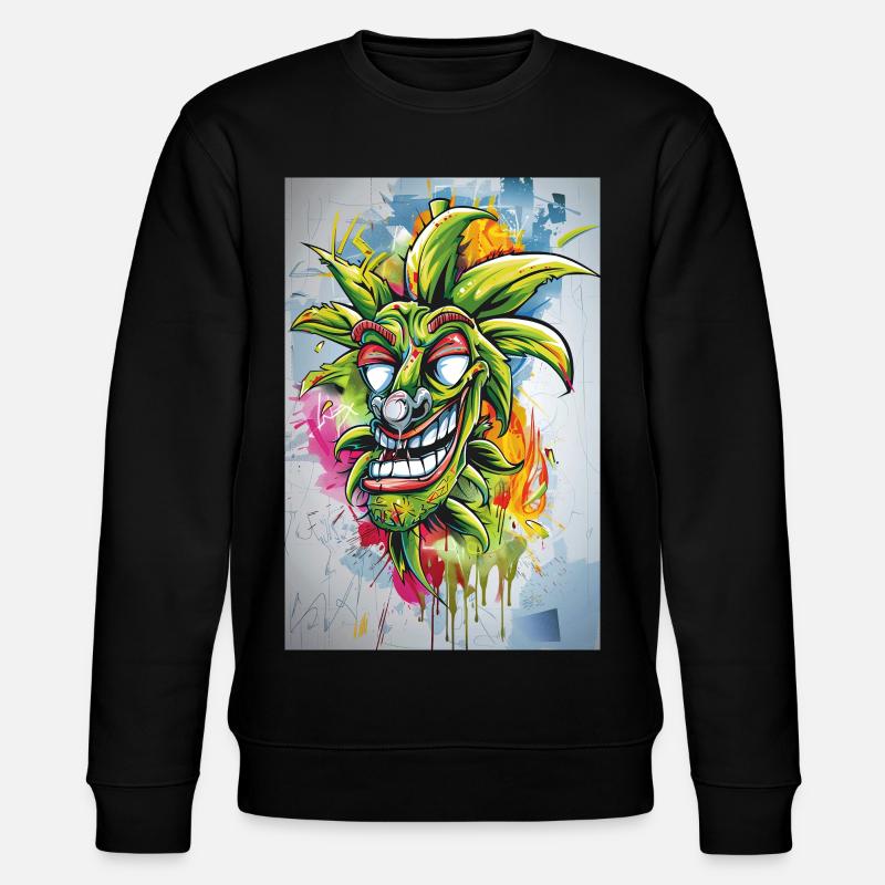 Graffiti Jester Ananas - Stanley/Stella Unisex Bio-Sweatshirt CHANGER  - Schwarz