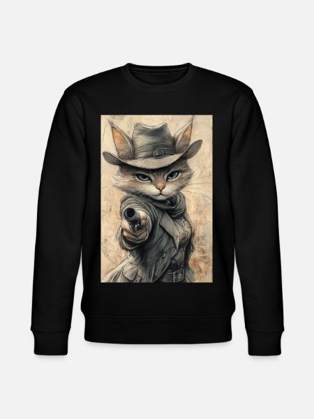 Cat Cowboy - Stanley/Stella CHANGER Unisex Organic Sweatshirt - black