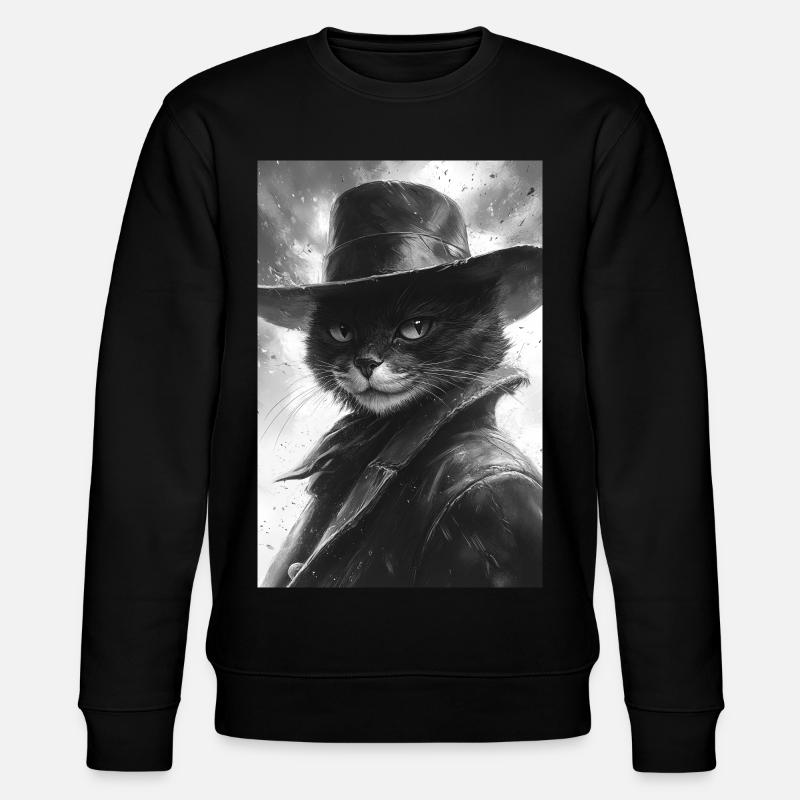 Chat noir et blanc dans un look cowboy - Sweat bio CHANGER Stanley/Stella Unisexe - noir