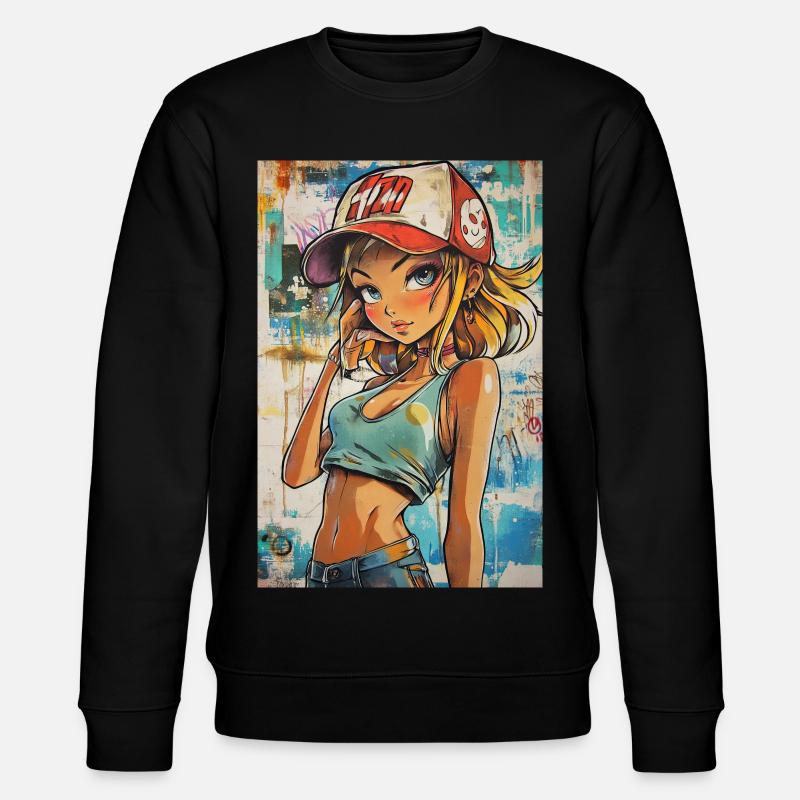 Graffiti Animegirl - Stanley/Stella Unisex Bio-Sweatshirt CHANGER  - Schwarz