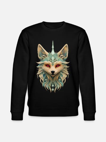 Mystical fox with piercing red eyes. - Stanley/Stella CHANGER Unisex Organic Sweatshirt - black