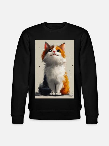 Cute Cat Illustration Poster - Stanley/Stella CHANGER Unisex Organic Sweatshirt - black