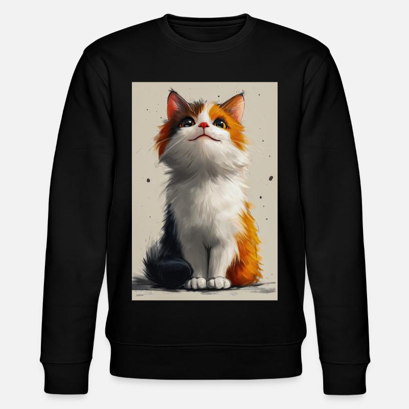 Niedliche Katze Illustration Poster - Stanley/Stella Unisex Bio-Sweatshirt CHANGER  - Schwarz