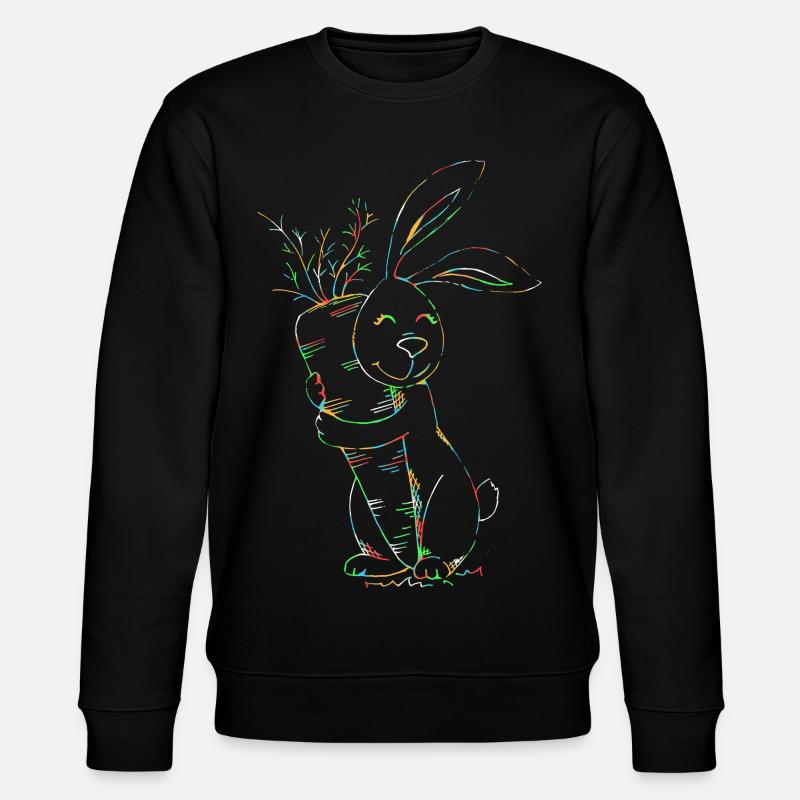 Bunter Neonhase mit Karotten - Stanley/Stella Unisex Bio-Sweatshirt CHANGER  - Schwarz