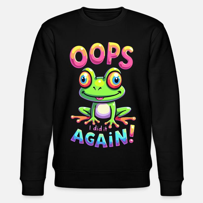 Bunter Frosch mit optimistischer Botschaft - Stanley/Stella Unisex Bio-Sweatshirt CHANGER  - Schwarz