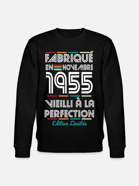 70th Anniversary - Made in November 1955 - Stanley/Stella CHANGER Unisex Organic Sweatshirt - black