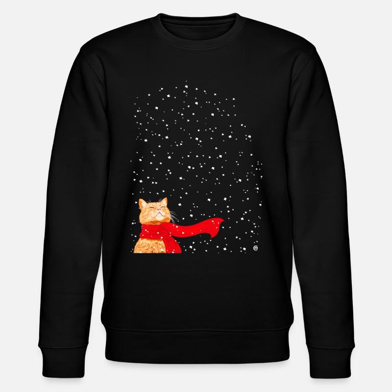 Tabby liebt Schnee - Stanley/Stella Unisex Bio-Sweatshirt CHANGER  - Schwarz
