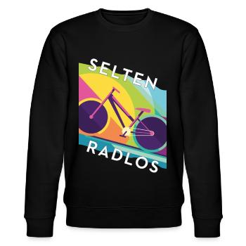 Selten radlos – Rennrad Design Colorblocking - Stanley/Stella Unisex Bio-Sweatshirt CHANGER  - Schwarz - Vorne - Nik (191cm) & Marisol (170cm)