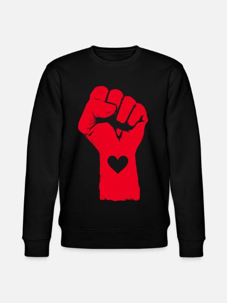 Rote Faust mit Herz - Stanley/Stella Unisex Bio-Sweatshirt CHANGER - Schwarz
