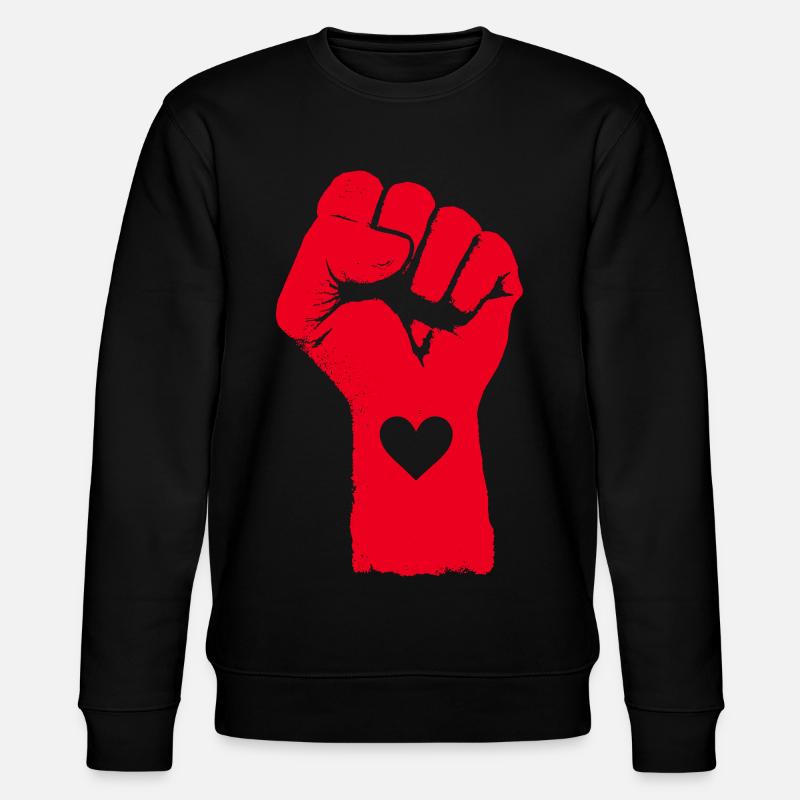 Rote Faust mit Herz - Stanley/Stella Unisex Bio-Sweatshirt CHANGER  - Schwarz