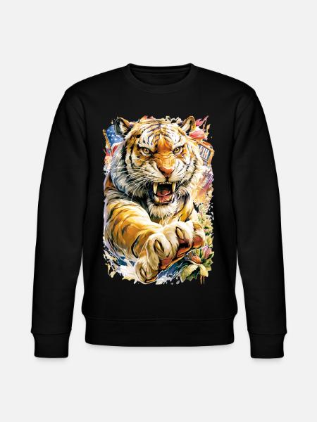 Tiger with flowers - Stanley/Stella CHANGER Unisex Organic Sweatshirt - black