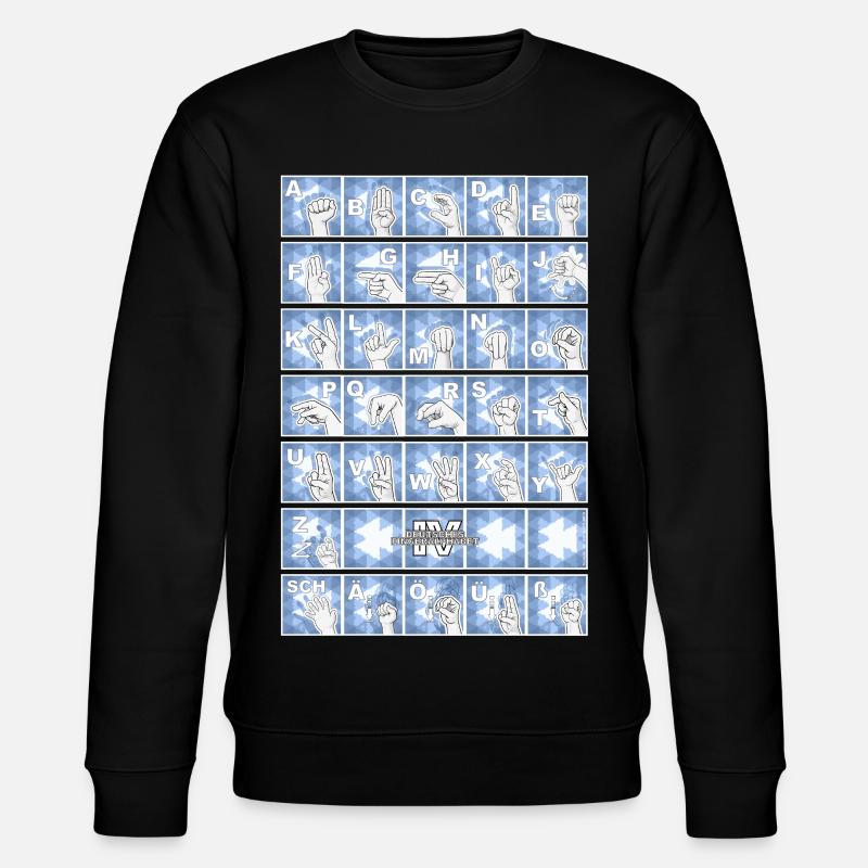 Deutsches Fingeralphabet 4 - blau / - Stanley/Stella Unisex Bio-Sweatshirt CHANGER  - Schwarz
